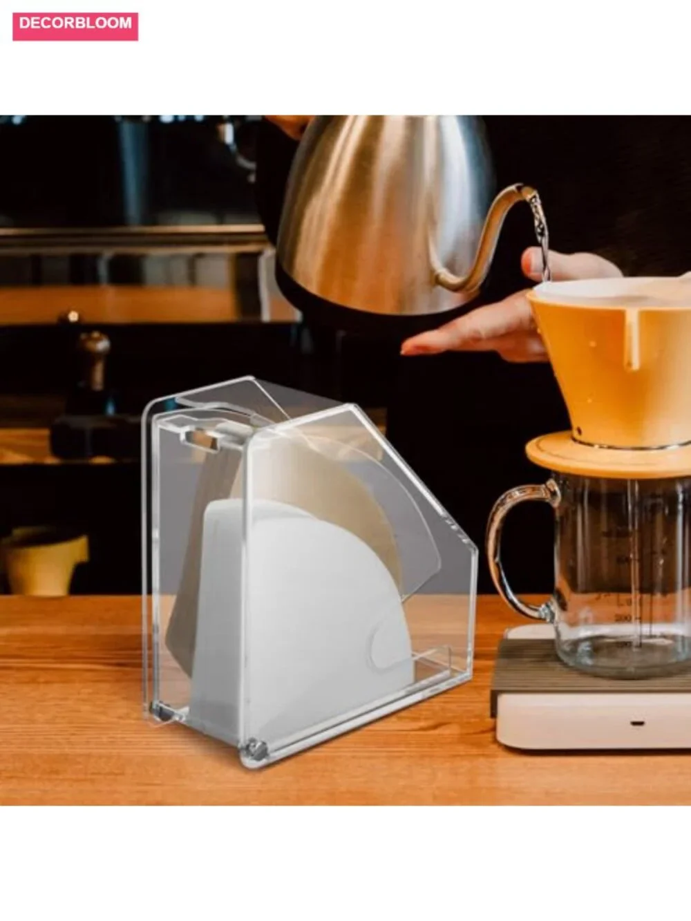 Acrylic Coffee Filter Holder with Lid, Paper Dispenser Storage Box for #1-#4